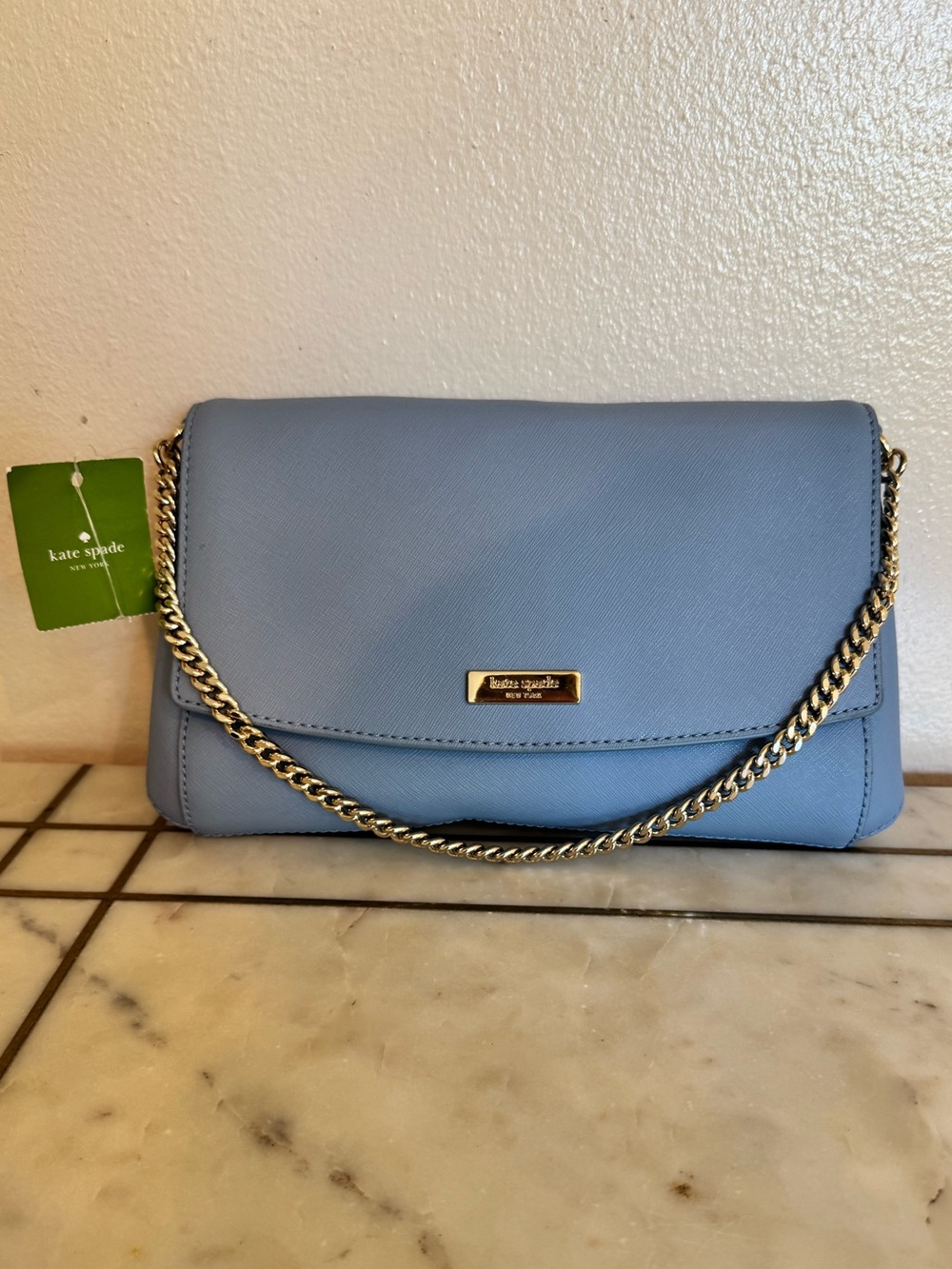 NWT kate spade Blue Leather Crossbody/Shoulder Bag with detachable leather strap - Picture 4 of 16